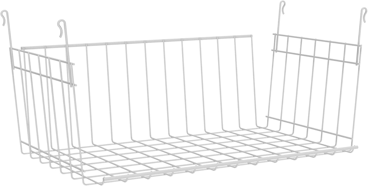 ClosetMaid Wire Hanging Shelf Basket for Storage, Organization in Closet or Pantry, No Assembly or Installation, Durable, 10.68"D x 18.39"W x 7.99"H, White