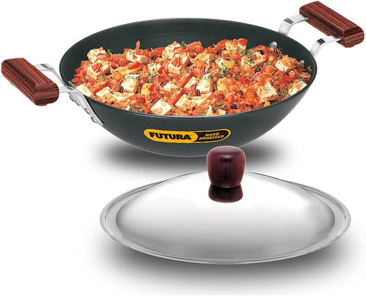 Hawkins Futura Hard Anodised Deep-Fry Pan 3.75 L, 30 cm, 4.06 mm with SS Lid and Induction Compatible Base (Black)