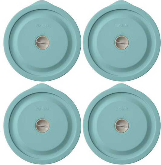 Replacement Lids for Pyrex 7201-PC 4 Cup, Silicone Round Storage Cover Lid for Anchor Hocking Glass Bowl 4 Pack with Date Mark