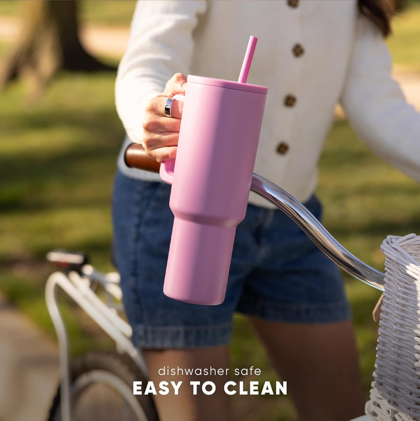 Simple Modern 30 oz Trek Tumbler with Handle and Straw Lid | Cup Holder Friendly Insulated Stainless Steel Travel Mug | Raspberry Vibes (Pack of 12)