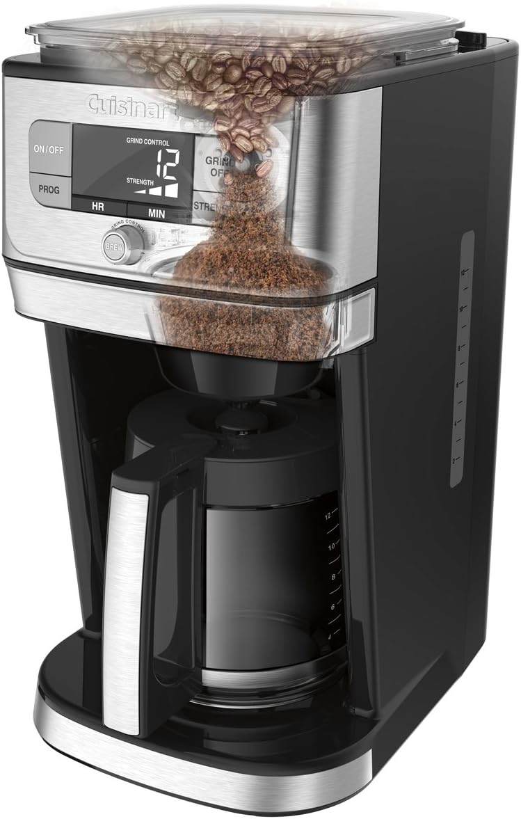 Cuisinart DGB-800C Fully Automatic 12-Cup Burr Grind & BrewTM Coffeemaker, Black/Silver, 1 Count, Silver