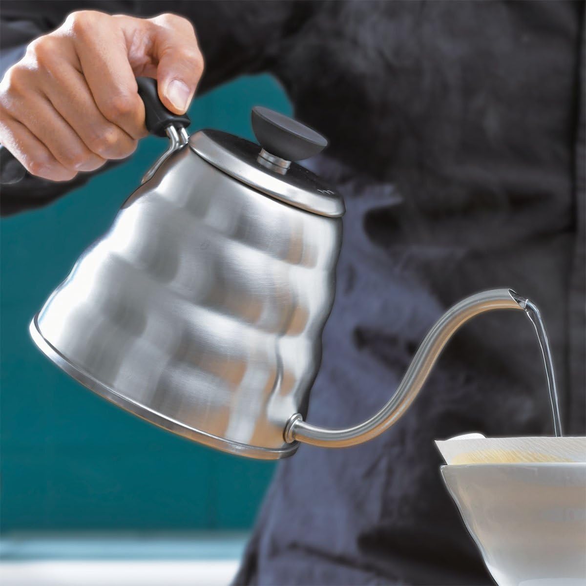 Hario V60 "Buono" Gooseneck Drip Kettle, 1200ml, Silver