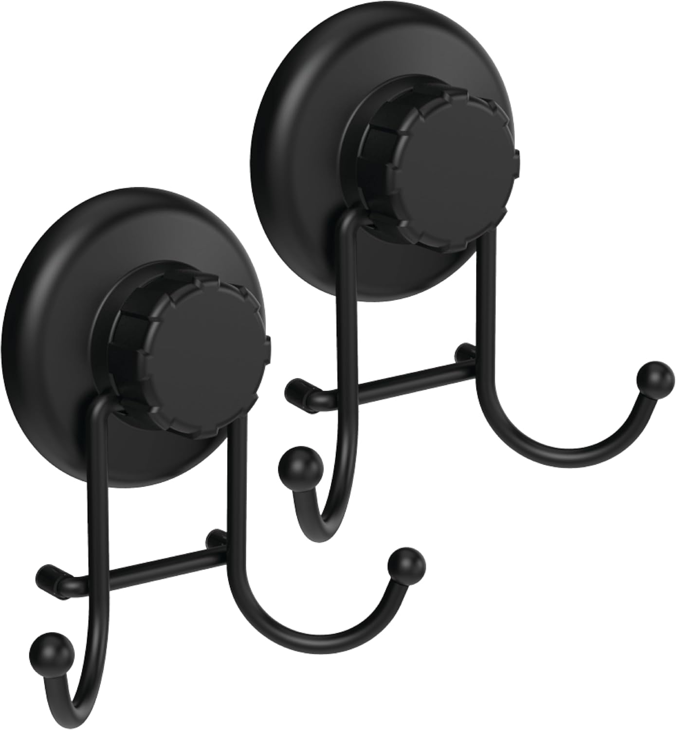 Suction Cup Hooks for Shower - Towel Hooks for Bathroom Wall Mounted Shower - Bathroom Hooks for Hanging - Stainless Steel SS304 Towel Holders, Black (2 Pack)
