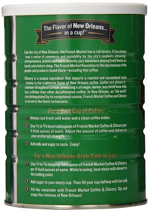 French Market Coffee & Chicory Decaffeinated Medium-Dark Roast Ground Coffee, 12oz Can (Pack of 1)