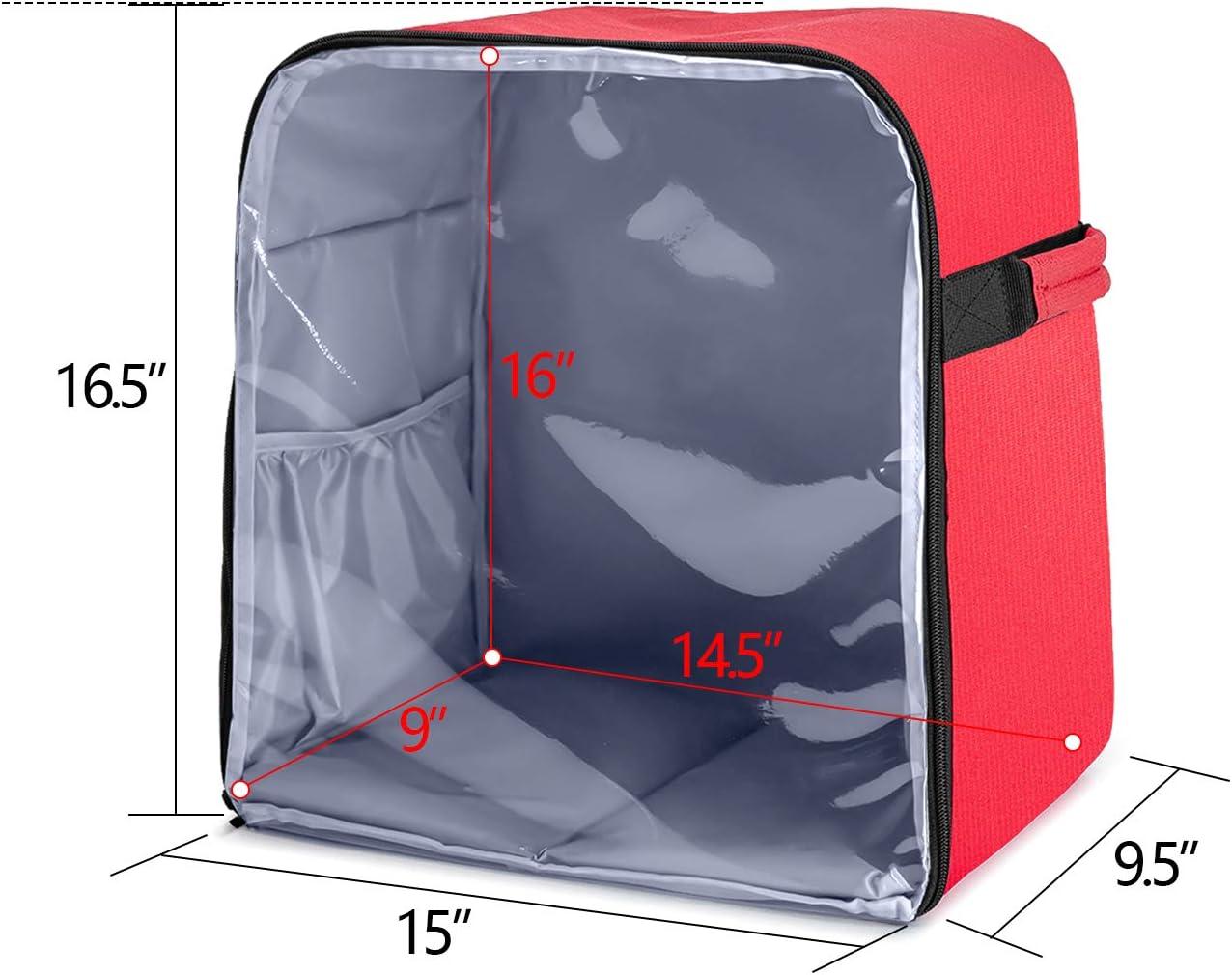 Luxja Dust Cover Compatible with 6-8 Quart KitchenAid Mixers (with a Bottom Padding Pad), Dust Cover (Clear Front Panel) for Stand Mixers and Extra Accessories, Red (Patented Design)