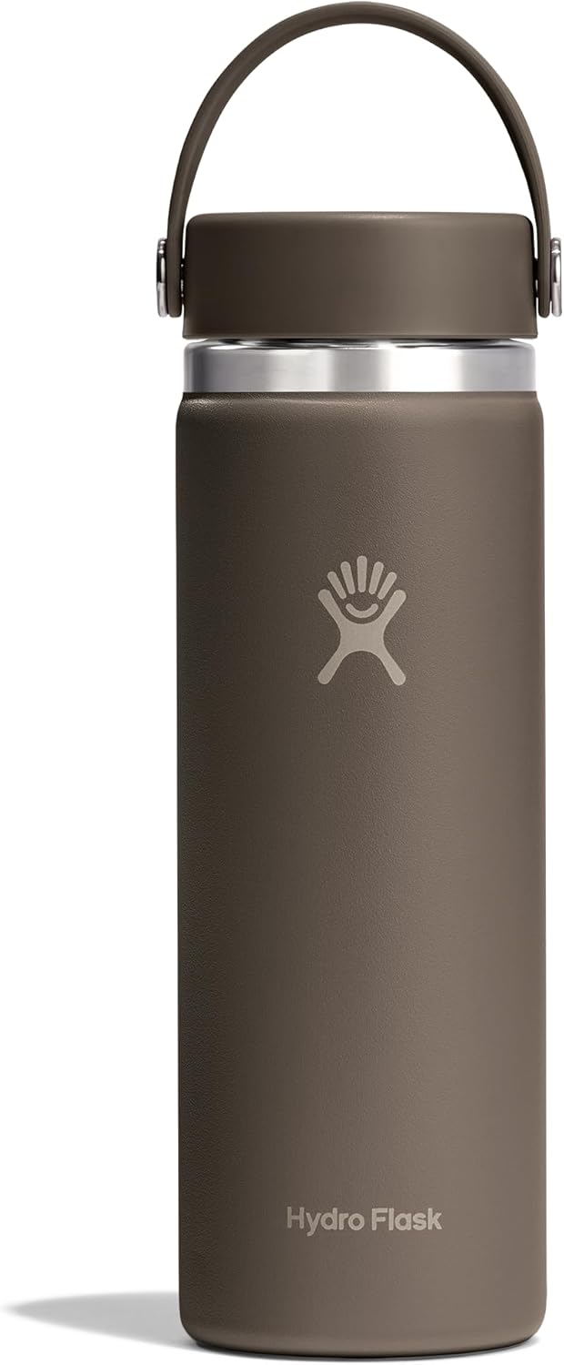 Hydro Flask Water Bottle - Insulated Stainless Steel - Wide Mouth Flex Lid, Non Spill, Leakproof and Refillable in 20 Oz Sandpiper