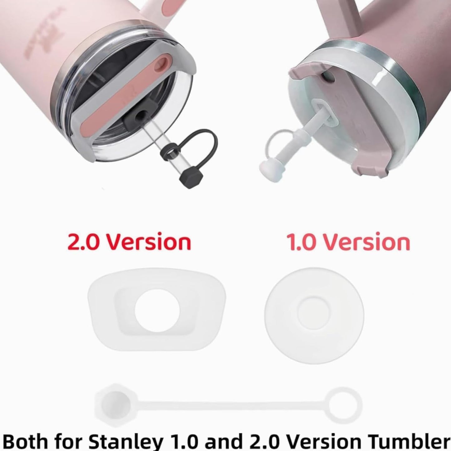 Replacement Straw for Stanley Quencher 30oz 40oz Tumbler,Straw Cleaner Brush for Stanley, Plus Silicone Spill Proof Stopper for Stanley Quencher H1.0/H2.0 (White, 12inch)