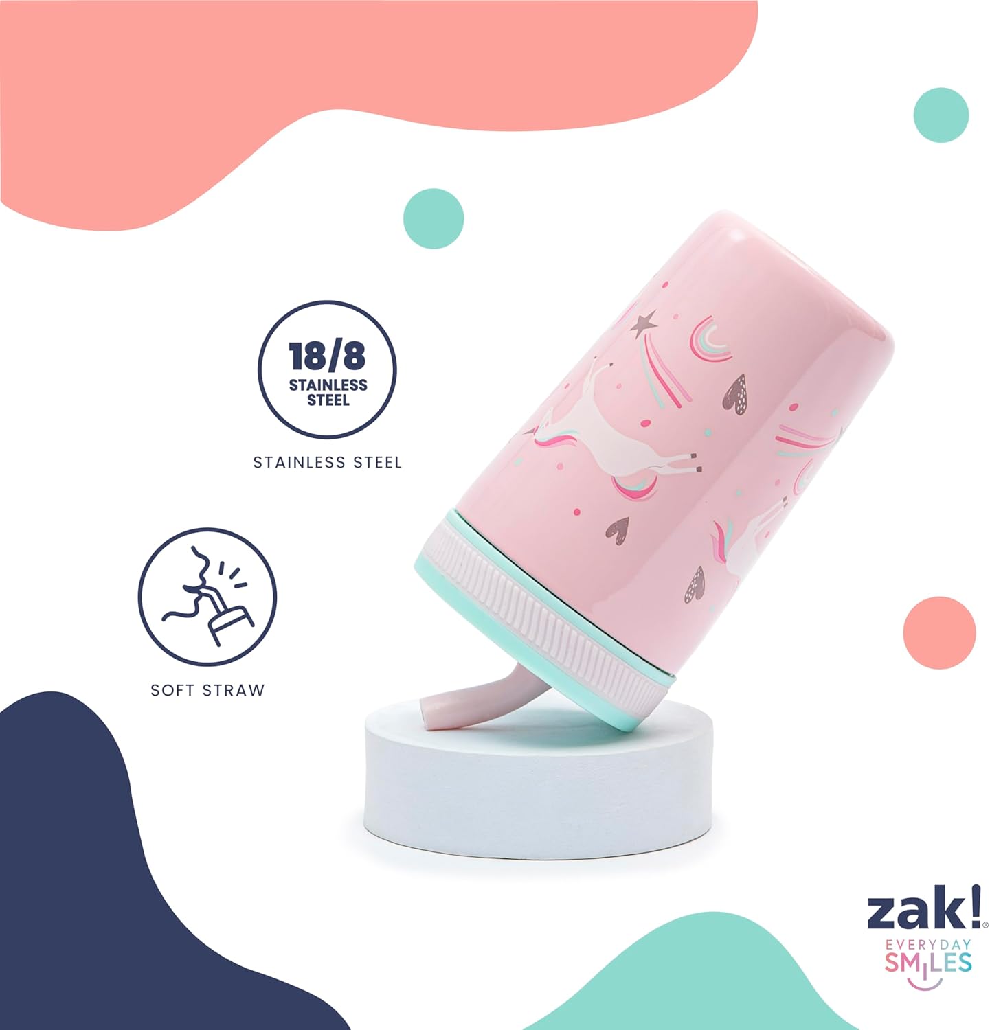 Zak Designs CoComelon Kelso Toddler Cups For Travel or At Home, 12oz Vacuum Insulated Stainless Steel Sippy Cup With Leak-Proof Design is Perfect For Kids (JJ, Cody, Nina)