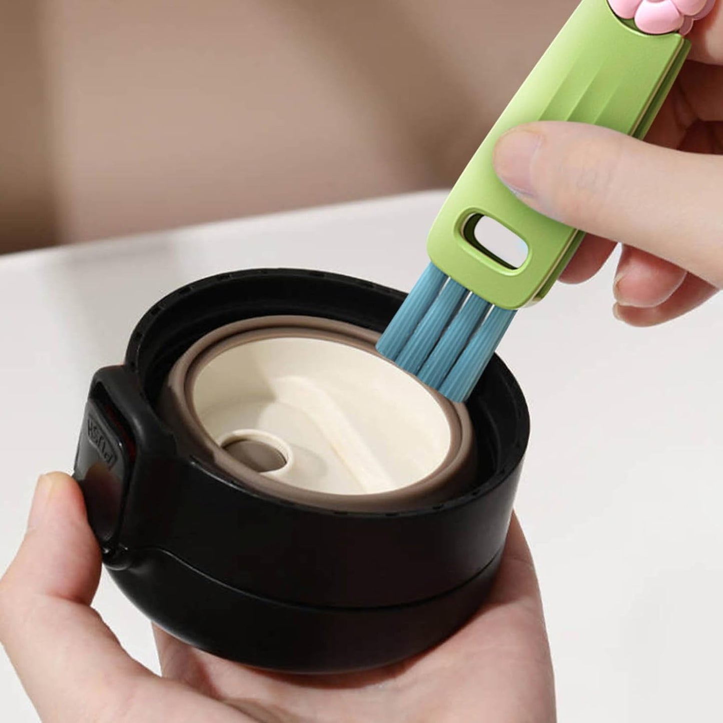 Straw Cleaner Brush Fit for Owala FreeSip 24oz/32oz/40oz, Silicone Long Handle Bottle Brush Compatible with Owala Water Bottle,Plus 3 in 1 Cup Lid Cleaning Brush