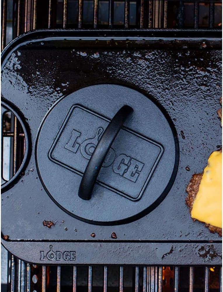 Lodge Pre-Seasoned Round Cast Iron Press - Cast Iron Griddle Press for a Restaurant-Quality Sear - Unparalleled Heat Retention - Use on the Stove or the Grill - 6.25 Inch