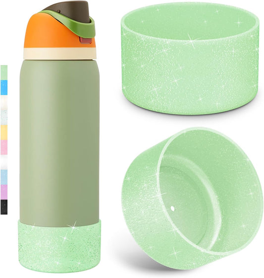 2PCS Glitter Silicone Boot for Owala Water Bottle, Anti-Slip Protective Sleeve for Owala Twist,FreeSip and Flip Stainless Steel Water Bottle, BPA-Free, Dishwasher Safe, Accessories