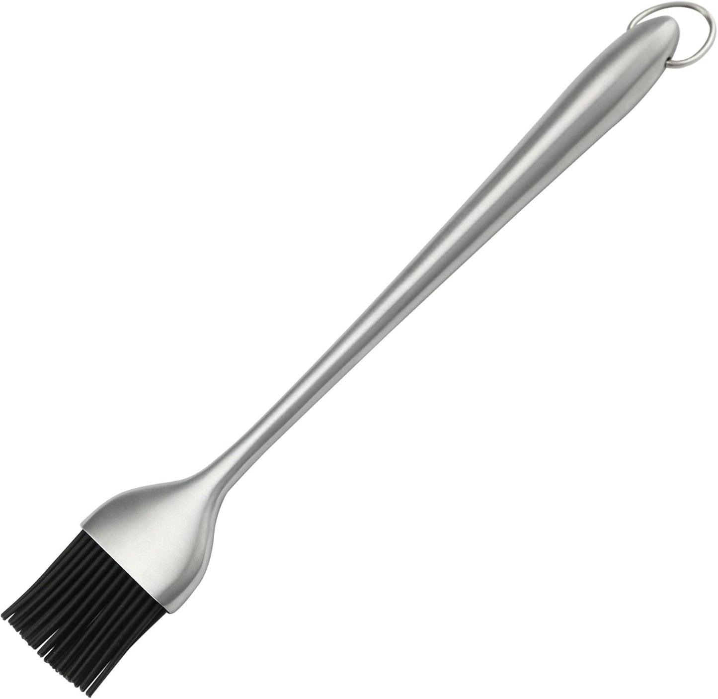 Heavy-duty BBQ Basting Brush by HQY - Silicone Bristles with 12 Inch Stainless Steel Handle - Make Grilling Easy - 5 Year Guarantee