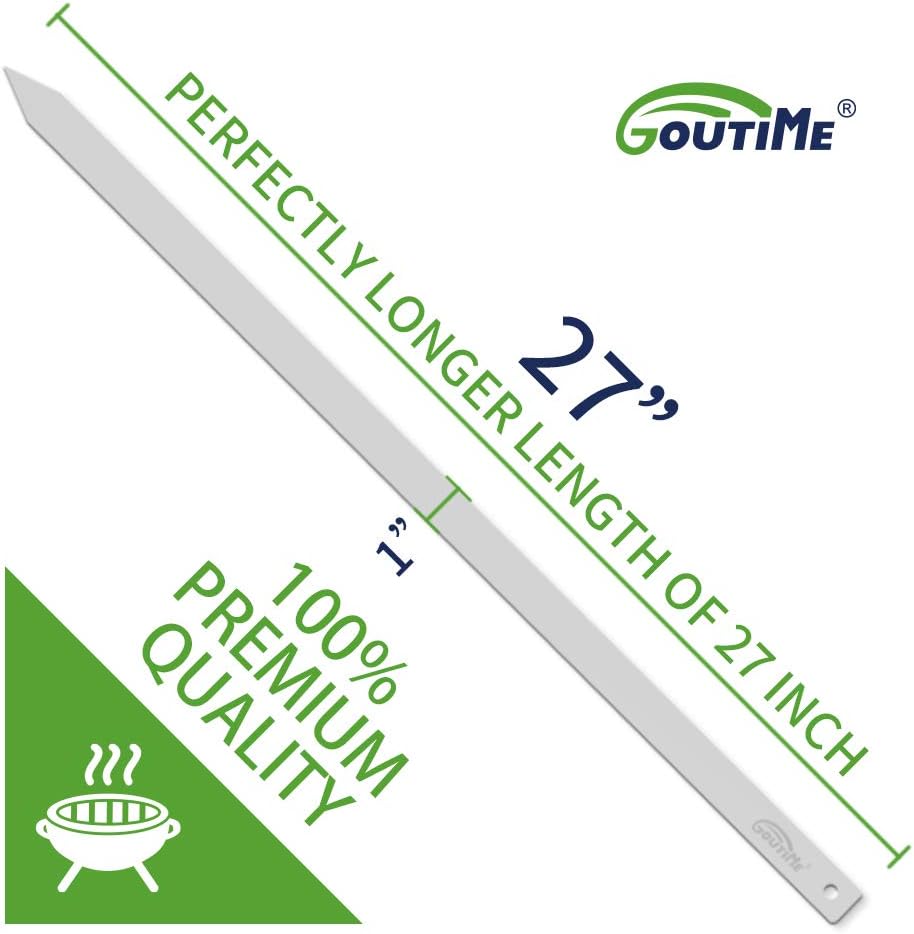 Goutime Kabob Skewers, 27 Inch,1 Inch Wide Stainless Steel Flat BBQ Barbecue Kebab Skewers,No-Wood Handle,for Persian,Brazilian,Koobideh Grilling,Set of 7 with Storage Bag