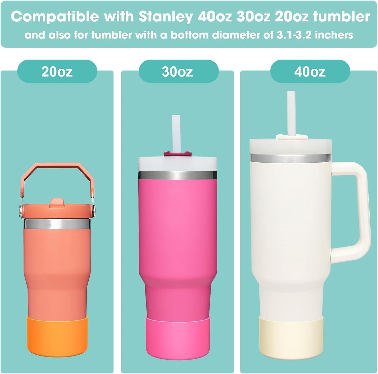 Upgrade 2PCS Protective Silicone Boot Bumper for Stanley Quencher Adventure 40oz 30oz IceFlow 20oz 30oz Tumbler, Water Bottle Bottom Sleeve Cover Accessories for Stanley Mug Cup(Sunset)