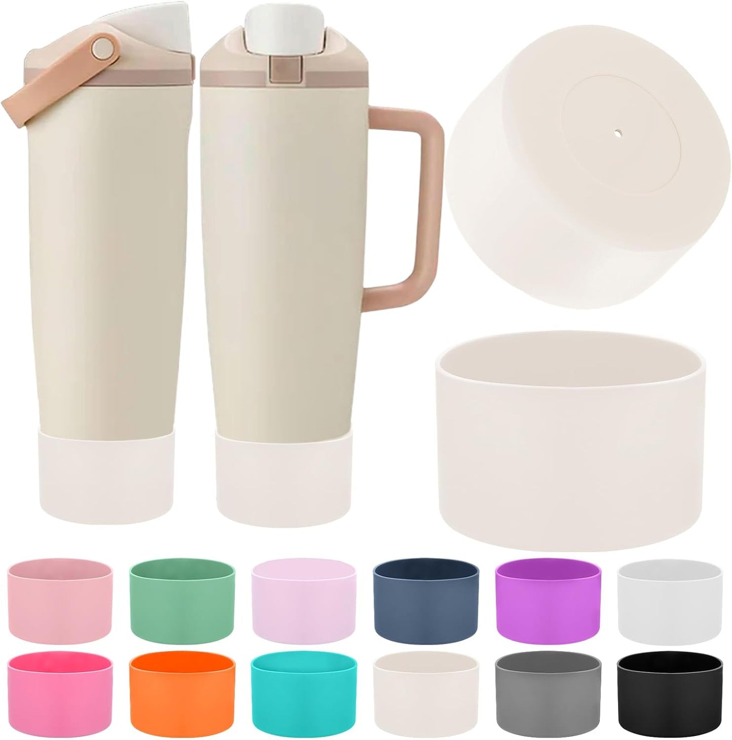Mity rain 2PCS Protective Silicone Boots for Owala 30oz & 40oz FreeSip Sway Bottles & Tumblers - Accessories for owala, Enhances Stability & Prevents Scratches (Apricot Beige)