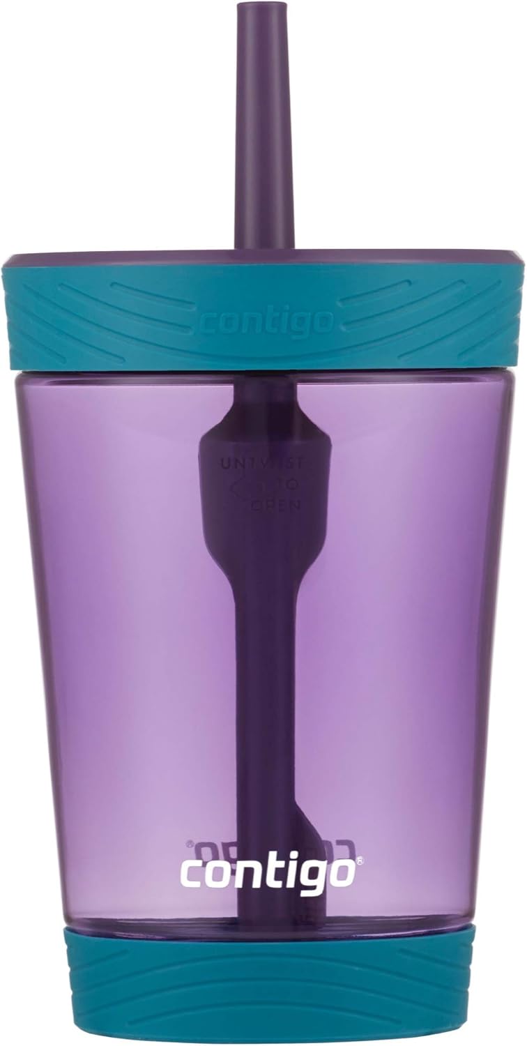 Contigo Kids Spill-Proof 14oz Tumbler with Straw and BPA Free Plastic Eggplant