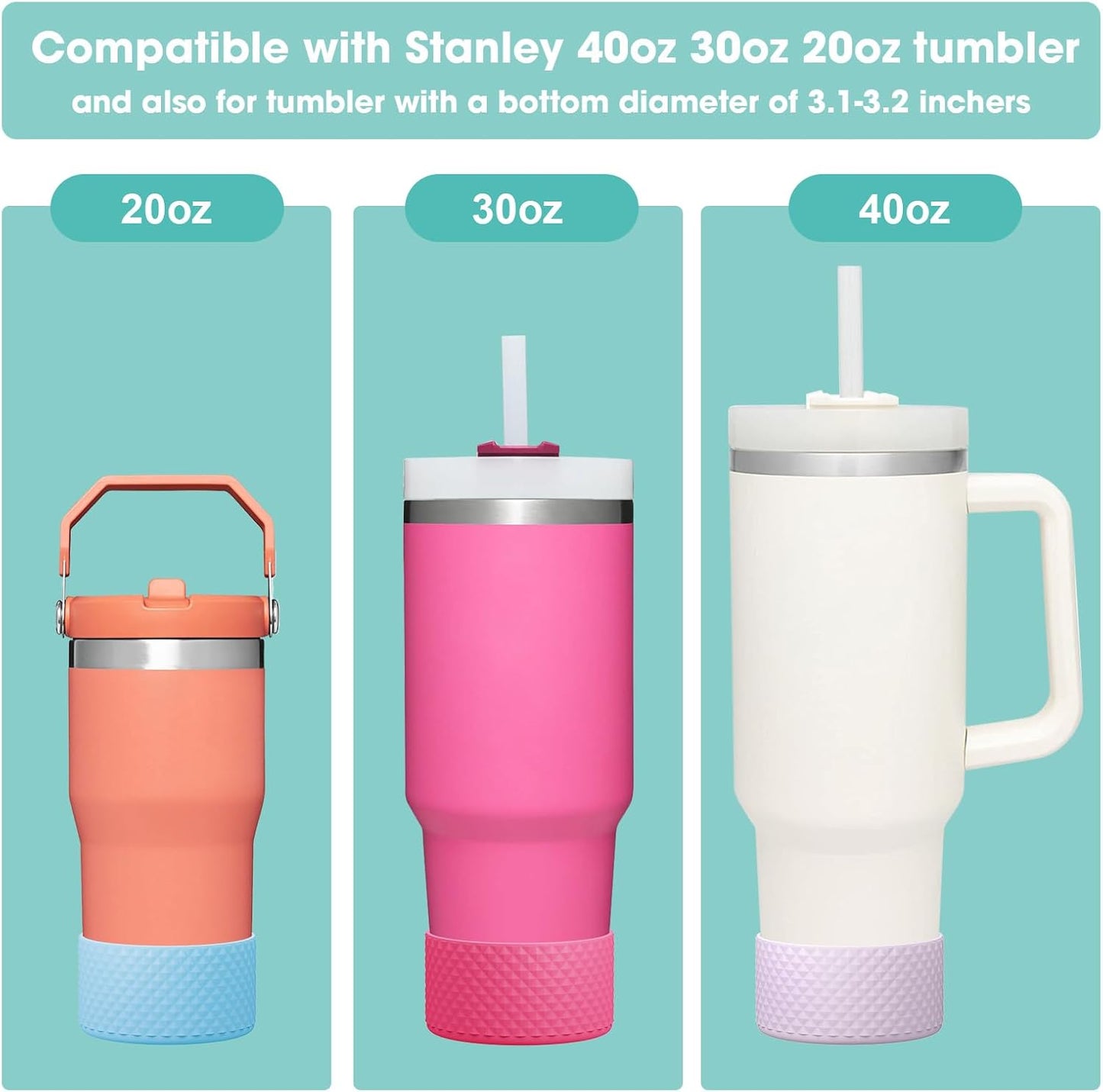 Upgrade 2PCS Protective Silicone Boot Bumper for Stanley Quencher Adventure 40oz 30oz 20oz Tumbler, Water Bottle Bottom Sleeve Cover Accessories for Stanley Mug Cup(Violet)
