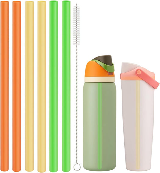 Straws Replacement Compatible with Owala Freepsip 24oz,32oz Water Bottle,Replacement Parts For Owala Free Sip Sway 30 oz,Include 6 BPA-FREE Straws and 1 Cleaning Brush