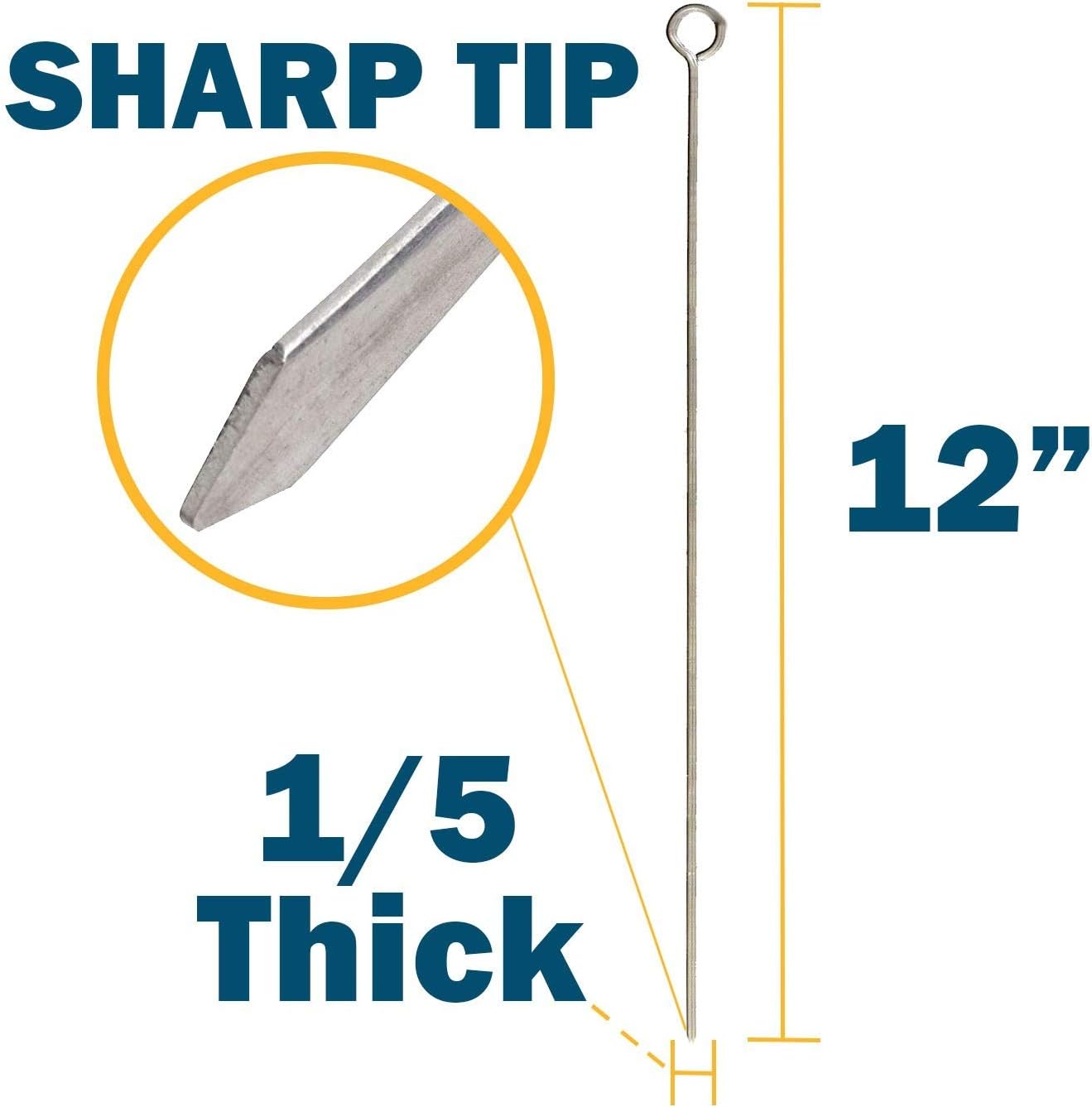 Blue Donuts 24 Pack Kabob Skewers for Grilling 12 Inch - BBQ Grill Grilling Accessories, Stainless Steel, Pack of 24