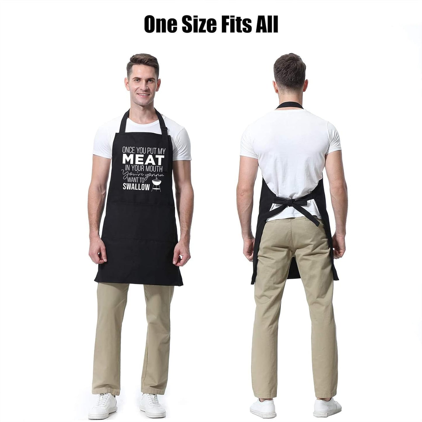 Miracu Funny Cooking Aprons for Men Husband - Christmas, Birthday Funny Male Gifts for Mens Best Friend, Gifts for Male Friends Guy Boyfriend Chef Him - Grilling Grill BBQ Apron for Men w/Pockets