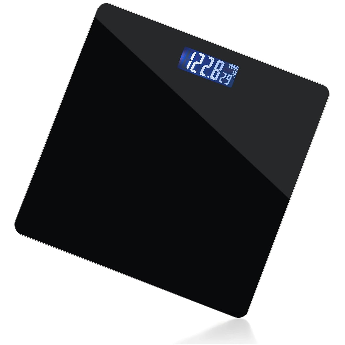 Moss & Stone Black Digital Bathroom Scale for Body Weight, Smart Step-On Technology, Backlit LCD Display, High Accuracy Weight Scale 400lb/180kg, Glass Slim Design, Auto On/Off, Home Use