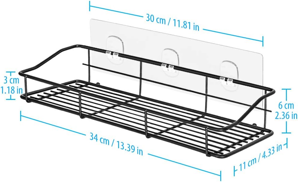 Adhesive Bathroom Shelf Organizer Shower Caddy Kitchen Spice Rack Wall Mounted No Drilling SUS304 Stainless Steel Rustproof