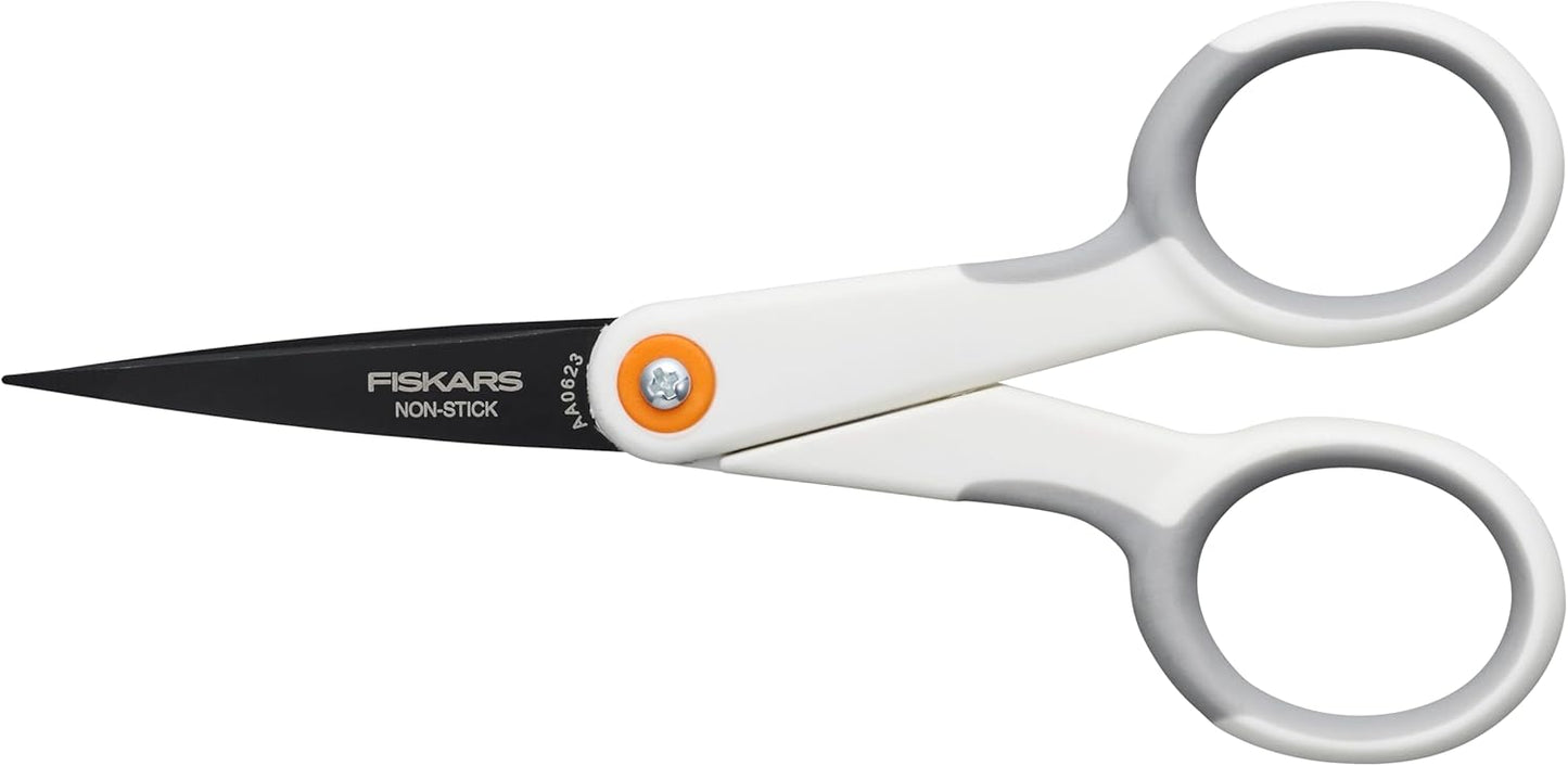Fiskars Micro Trip Scissors, SoftGrip Precision Cutting Shears, Non-Stick Stainless Steel Blades, 5 inches