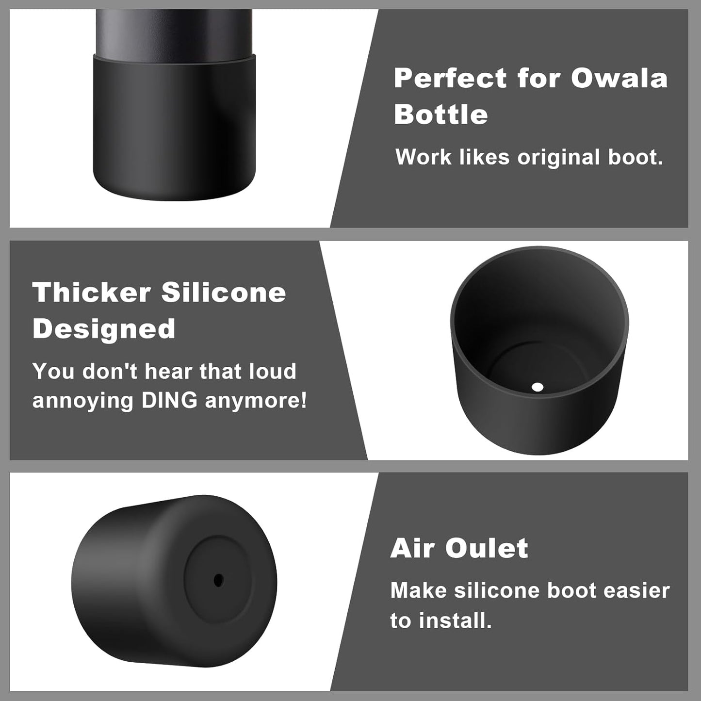 2PCS Silicone Water Bottle Boot for Owala 24oz 32oz 40oz, Protective Bottom Bumper Anti-Slip Sleeve for FreeSip, Twist, and Flip Stainless Steel Bottles, Dishwasher Safe and BPA Free