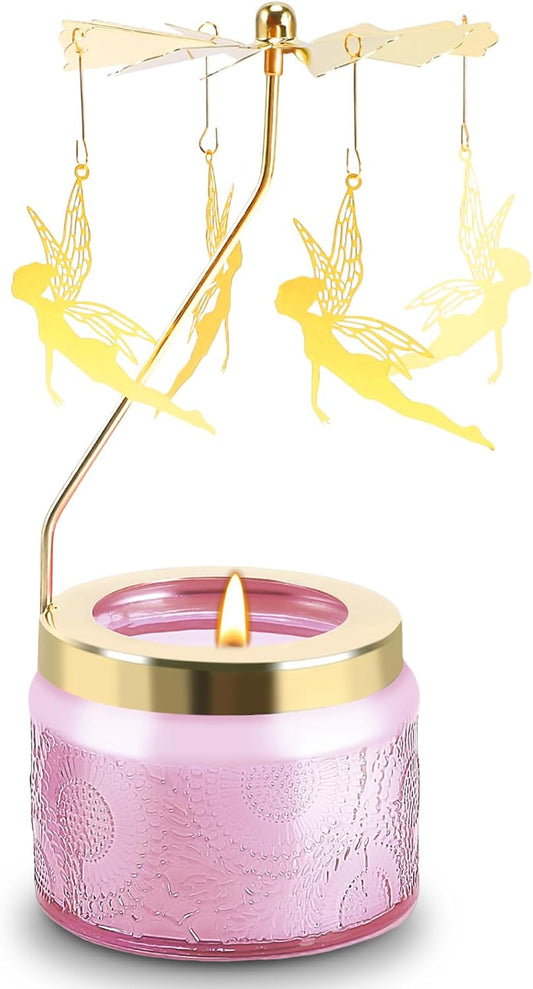 Rotatable Candle, Birthday Gifts for Women, Vanilla Cream Scented Candles Anniversary Christmas Thanksgiving, Unique Butterfly Gifts Best Girl, Friends,Mom, Pink