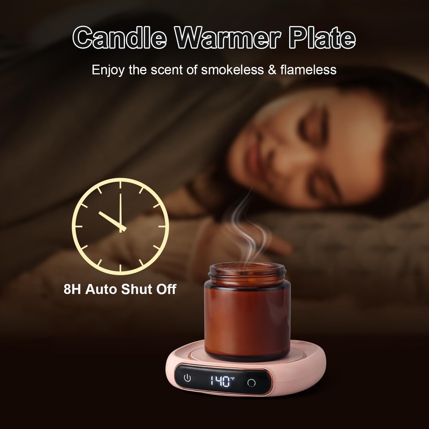 Bsigo Electric LED Display Smart Coffee Mug Warmer & Cute Cat Mug Set, Beverage Cup Warmer for Desk, Warmer Plate for Milk Tea with 3-Temperature Settings (Up to 140℉/60℃), 8 Hour Auto Shut Off, Pink