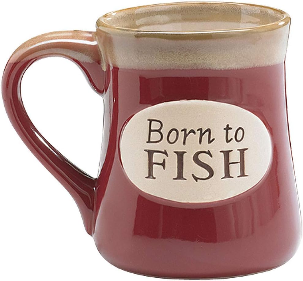 "Born To Fish" Coffee Mug with Fisherman's Serenity Prayer Great Fishing Gift