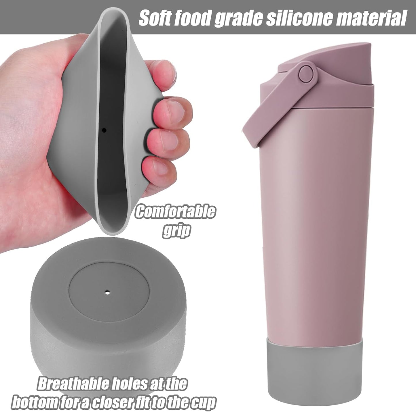 Mity rain 2PCS Protective Silicone Boots for Owala 30oz & 40oz FreeSip Sway Bottles & Tumblers - Accessories for owala, Enhances Stability & Prevents Scratches (Light Gray)