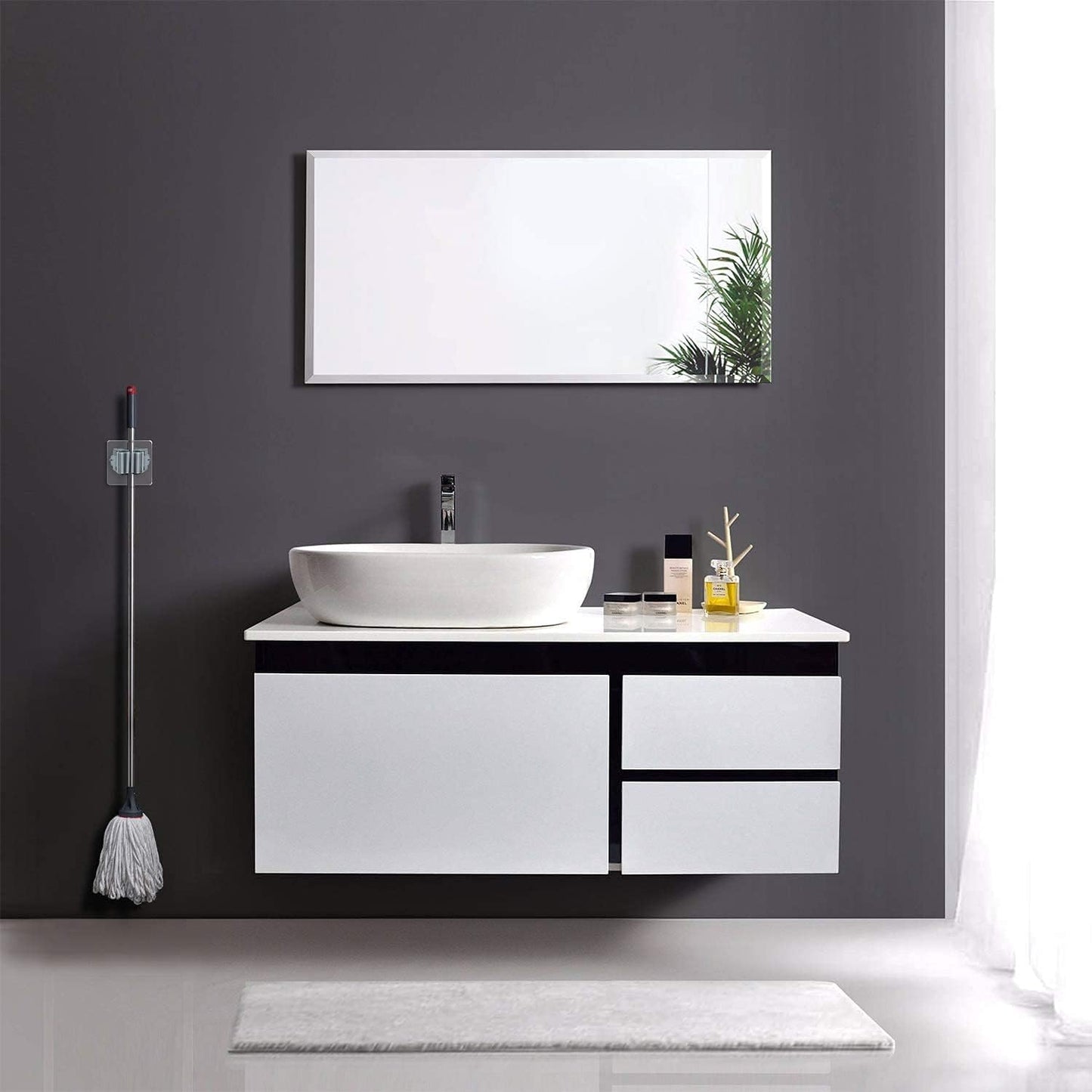 3-H 24-Pack Self Adhesive Broom Holder Wall Mount - Heavy Duty No Drill Broom Organizer for Garage Closet Kitchen, Plastic Storage Rack for Brooms Mops Tools, Peel and Stick Adhesive