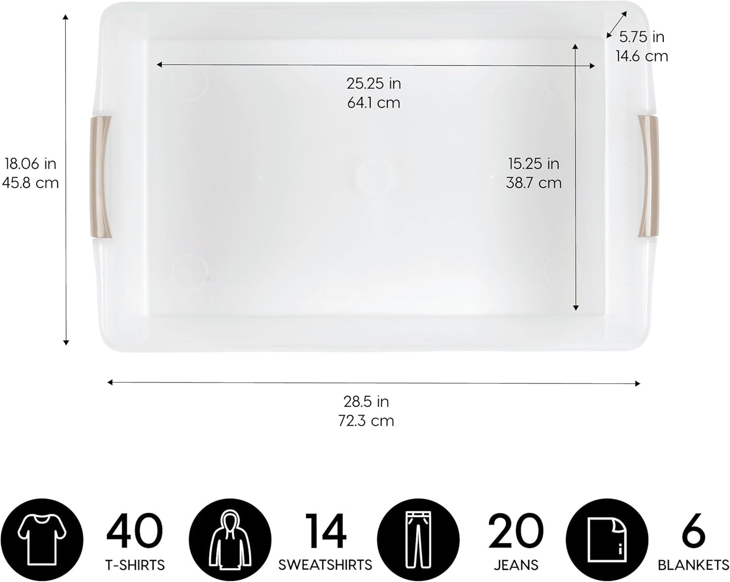 IRIS USA 40 Qt Plastic Under Bed Storage Nestable Organizer Bin Container with Secure Lids and Durable Buckles, 1-Pack, Under Bed Storage Containers for Clothes Shoes Bedding, Gray/Clear