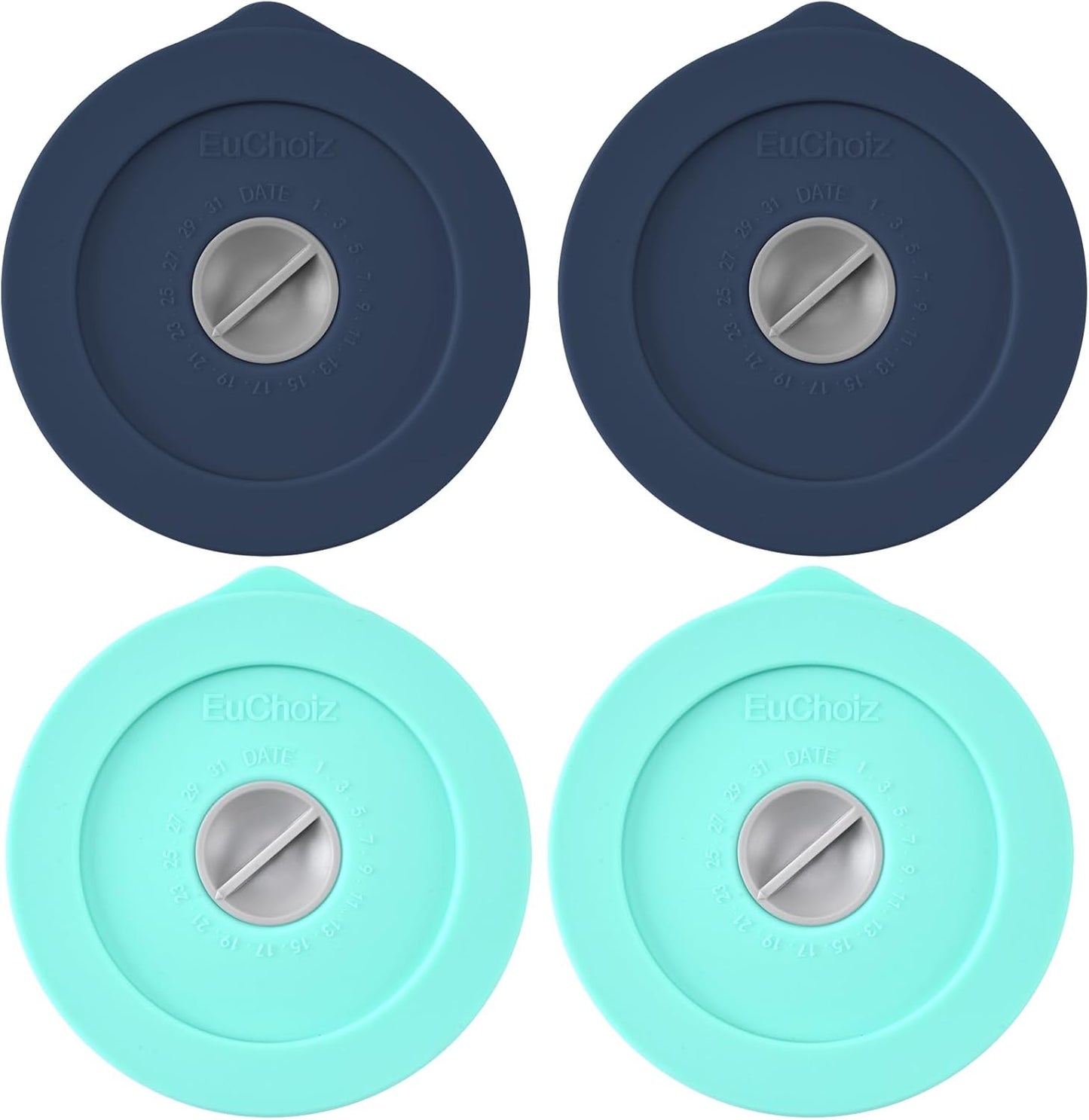 Replacement Lids for Pyrex 7202-PC 1 Cup, Silicone Round Storage Cover Lid for Anchor Hocking Glass Bowl 4 Pack with Date Mark