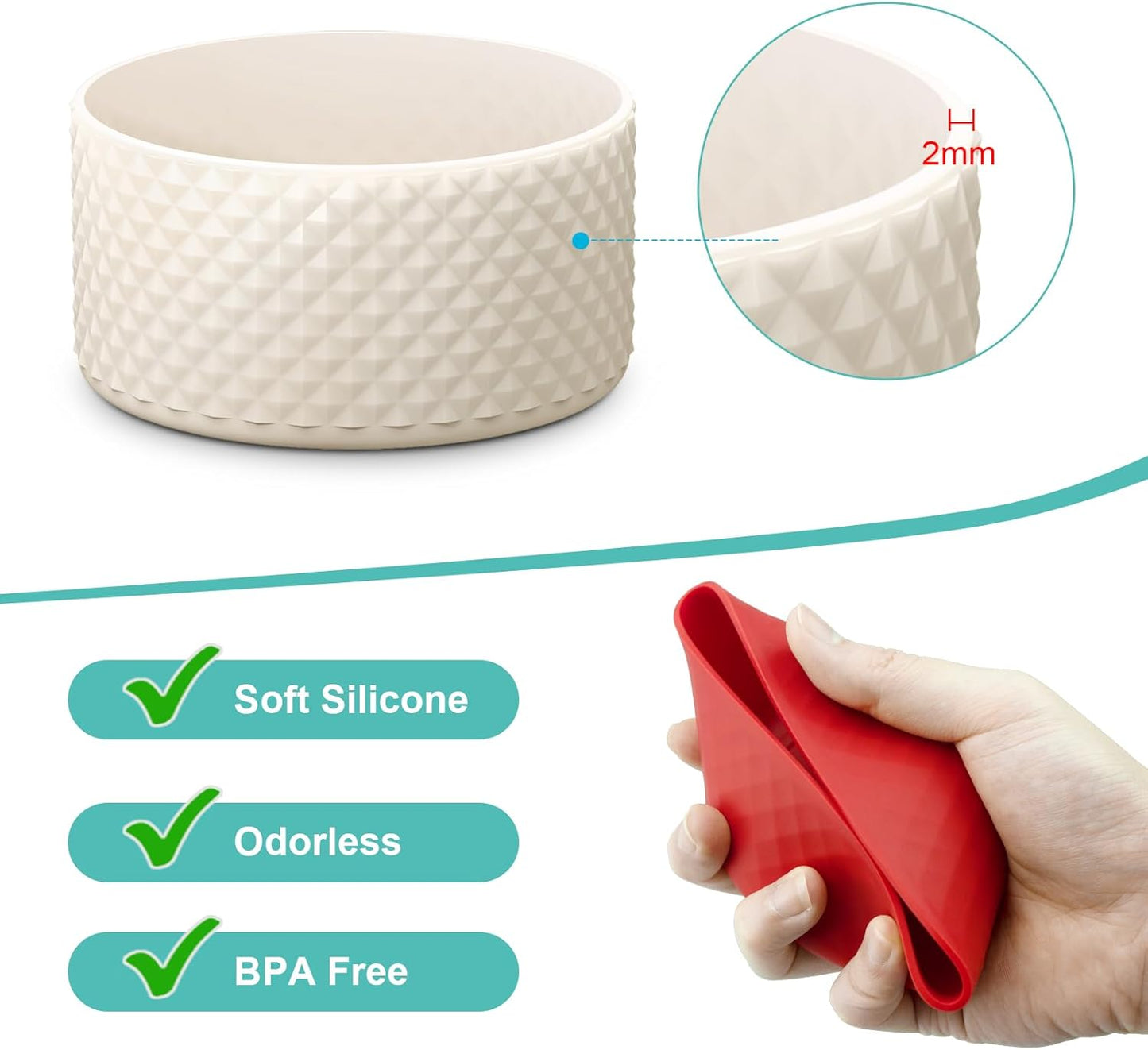 Upgrade 2PCS Protective Silicone Boot Bumper for Stanley Quencher Adventure 40oz 30oz 20oz Tumbler, Water Bottle Bottom Sleeve Cover Accessories for Stanley Mug Cup(Beige)