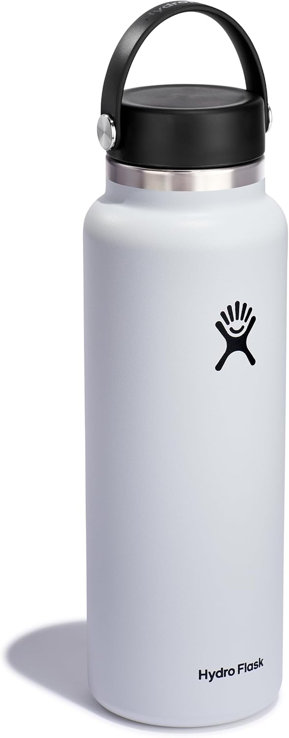 Hydro Flask Water Bottle - Insulated Stainless Steel - Wide Mouth Flex Lid, Non Spill, Leakproof and Refillable in 40 Oz