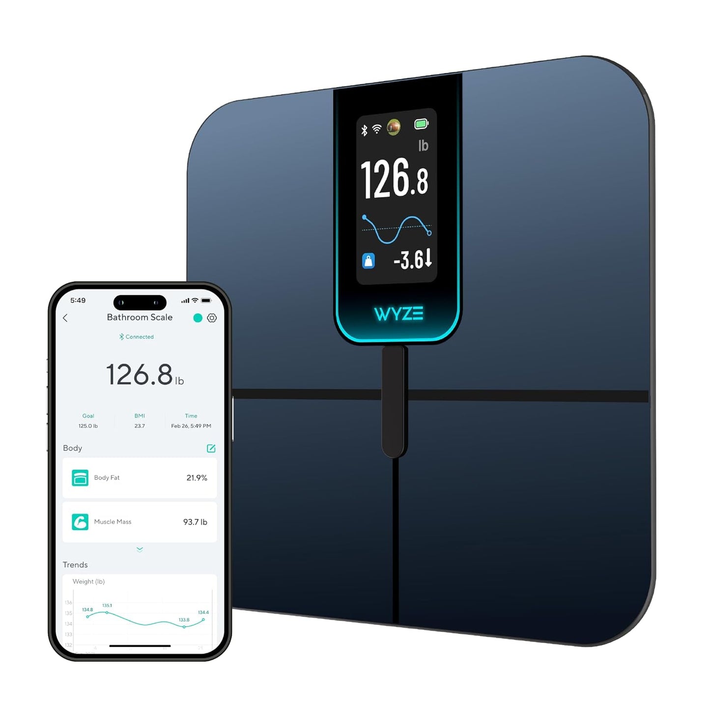 Ultra, Smart Scale with 4.3" Color Display, Digital Bathroom Scale for Body Weight BMI Muscle Mass Composition, Wi-Fi & Bluetooth Body Fat Scale with Heart Rate, 400 lbs (Black)
