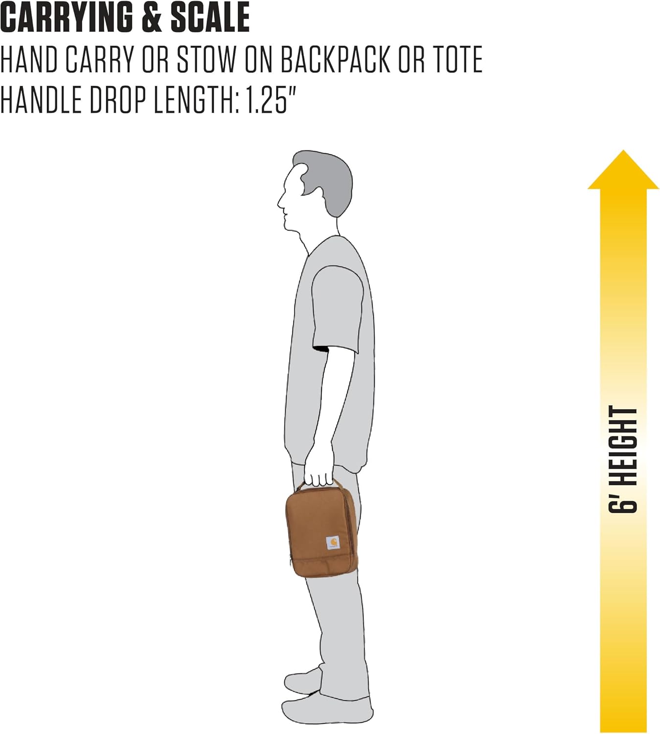 Carhartt Insulated Lunch Cooler For Men and Women, Fully Insulated Lunch Pale for Everyday Use, Marmalade