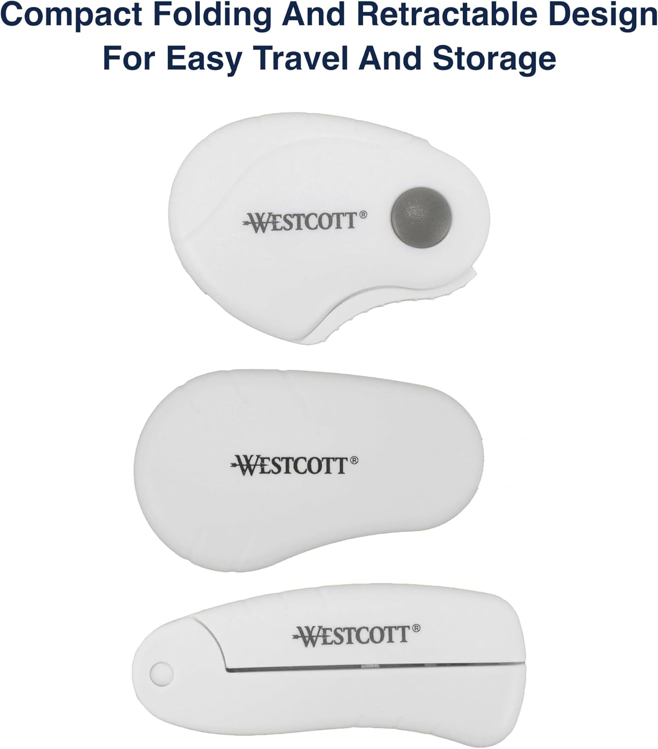 Westcott Titanium-Bonded Mini 3-Piece Travel Set - Folding Scissors for Fabric and Paper, Slicer & Rotary Cutter for Fabric