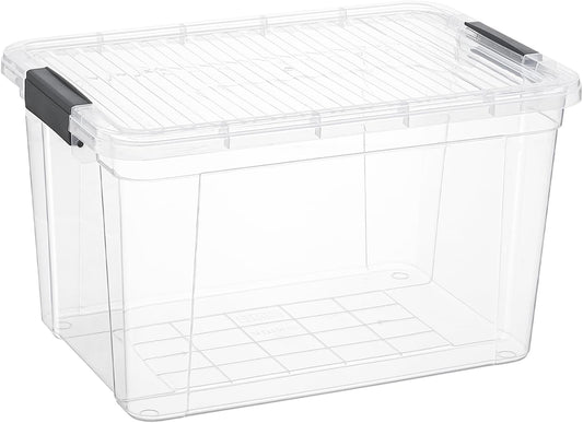Superio Clear Storage Box with Lid, Plastic Container Bin for Organizing, Stackable Crate, BPA Free, Non Toxic, Odor Free, Organizer for Home, Office, School, and Dorm (14.7 Qt (Deep)