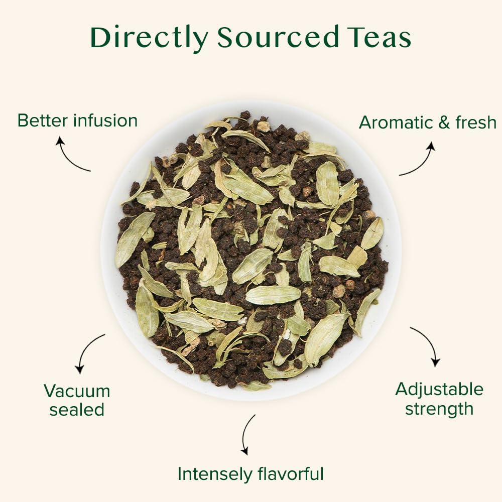 VAHDAM, Cardamom Chai Tea Loose Leaf (50 Cups,3.53 oz)  India's Traditional Cardamom Tea | Spiced Chai Tea | Brew Hot, Iced Or Chai Latte/Masala Chai | Whole Loose-Leaf, Vacuum Sealed