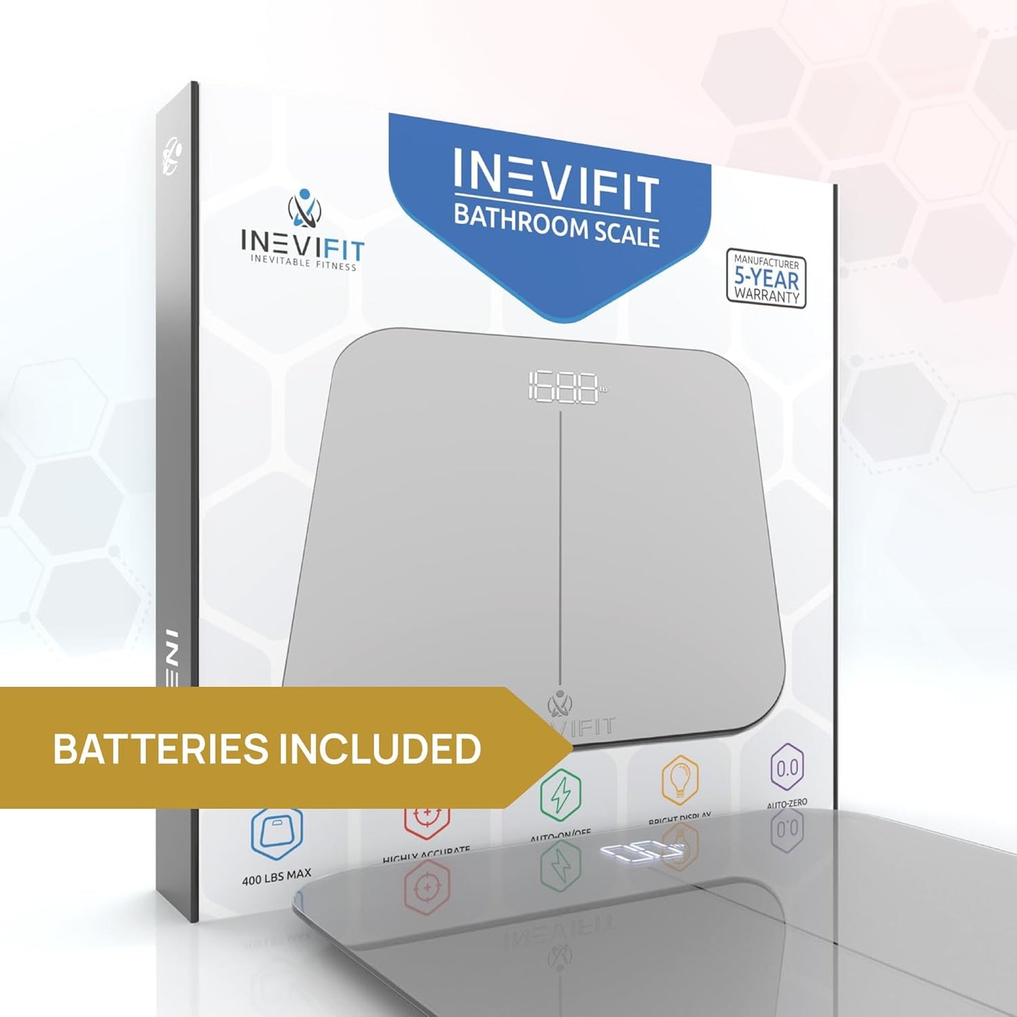 INEVIFIT Premium Bathroom Scale, Highly Accurate Digital Bathroom Body Scale, Precisely Measures Weight up to 400 lbs