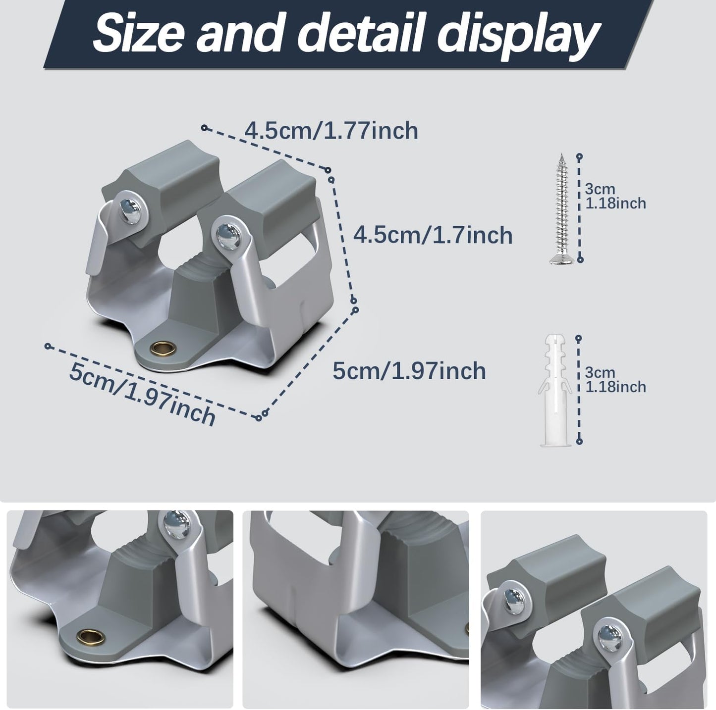 3-H Mop and Broom Holder Wall Mount,Mop Hanger 15 Pack for Organizing Yard Tool,Rake Handle up to 1.38Inch