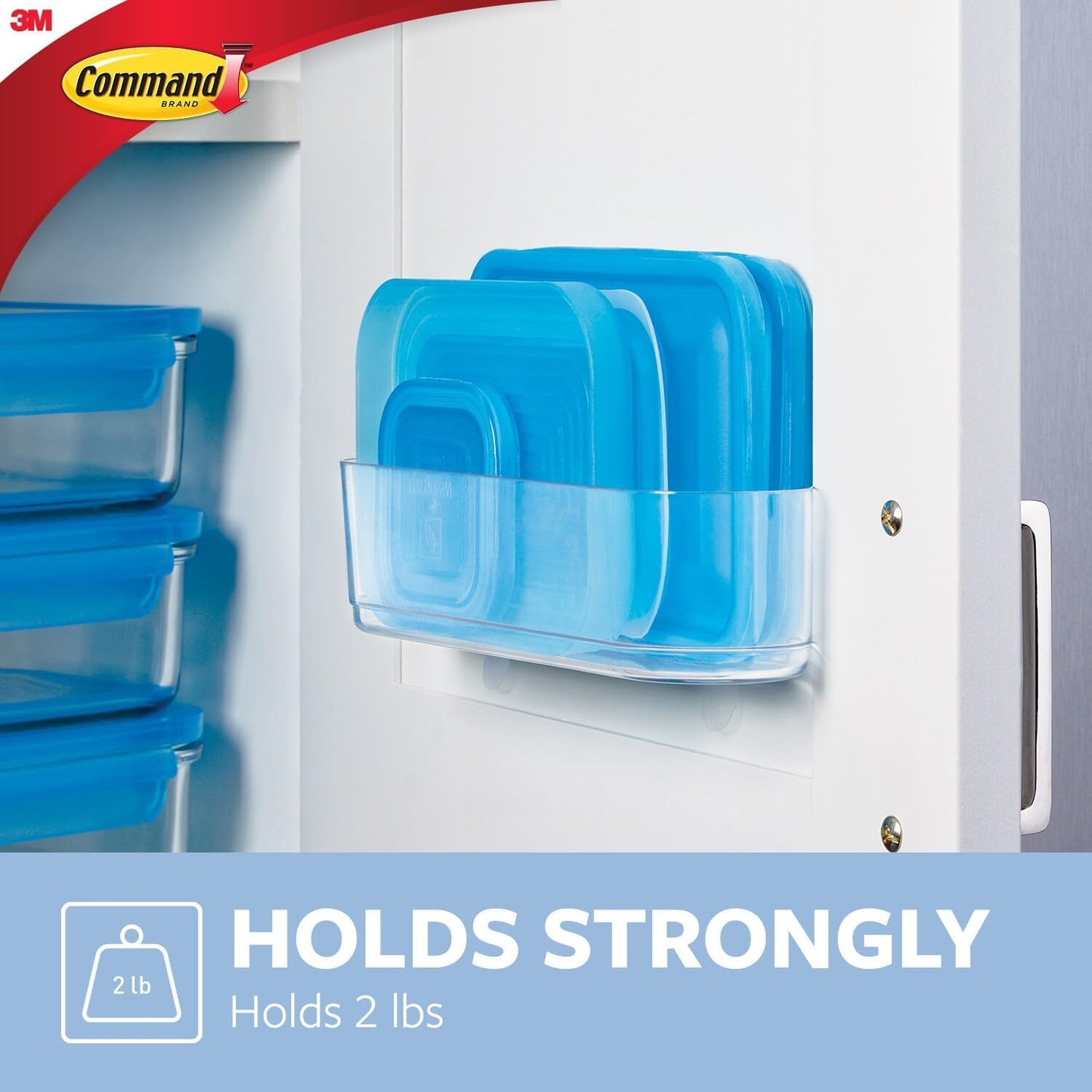 Command Medium Caddy, Holds up to 2 lb, 7.5" x 2.1" x 2.1", 1 Caddy with 4 Command Strips, Damage Free Organization Wall Mount to Cabinet, Kitchen, Pantry, Closet, or Under Sink