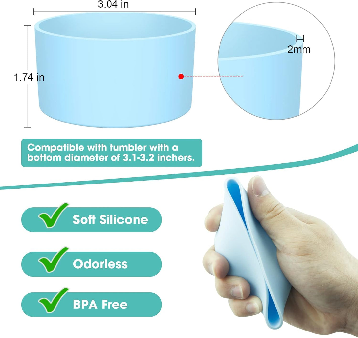 Upgrade 2PCS Protective Silicone Boot Bumper for Stanley Quencher Adventure 40oz 30oz IceFlow 20oz 30oz Tumbler, Water Bottle Bottom Sleeve Cover Accessories for Stanley Mug Cup(Pink)