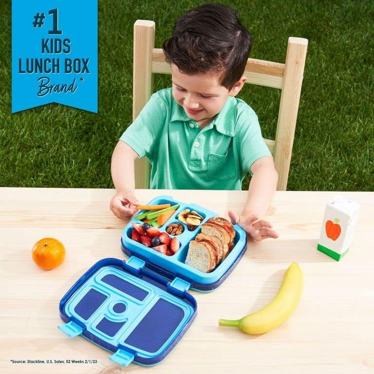Bentgo Kids 5-Compartment Lunch Box - Confetti Design for School, Ideal for Ages 3-7, Leak-Proof, Drop-Proof, Dishwasher Safe, & Made with PFAS & BPA-Free Materials (Confetti Edition - Abyss Blue)