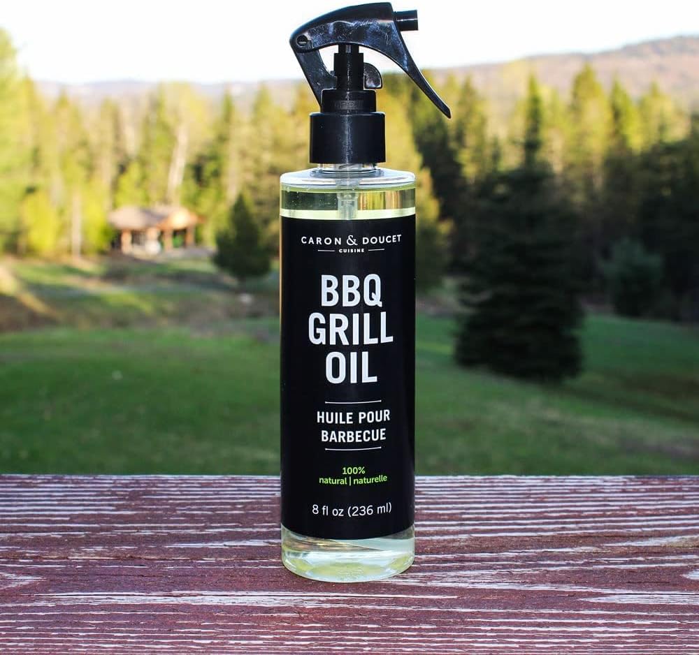 CARON & DOUCET - BBQ Grill Cleaner Oil | 100% Plant-Based & Vegan | Best for Cleaning Barbeque Grills & Grates | Use with Wooden Scrapers, Brushes, Accessories & Tools | Great Gift for Dad! (8oz)