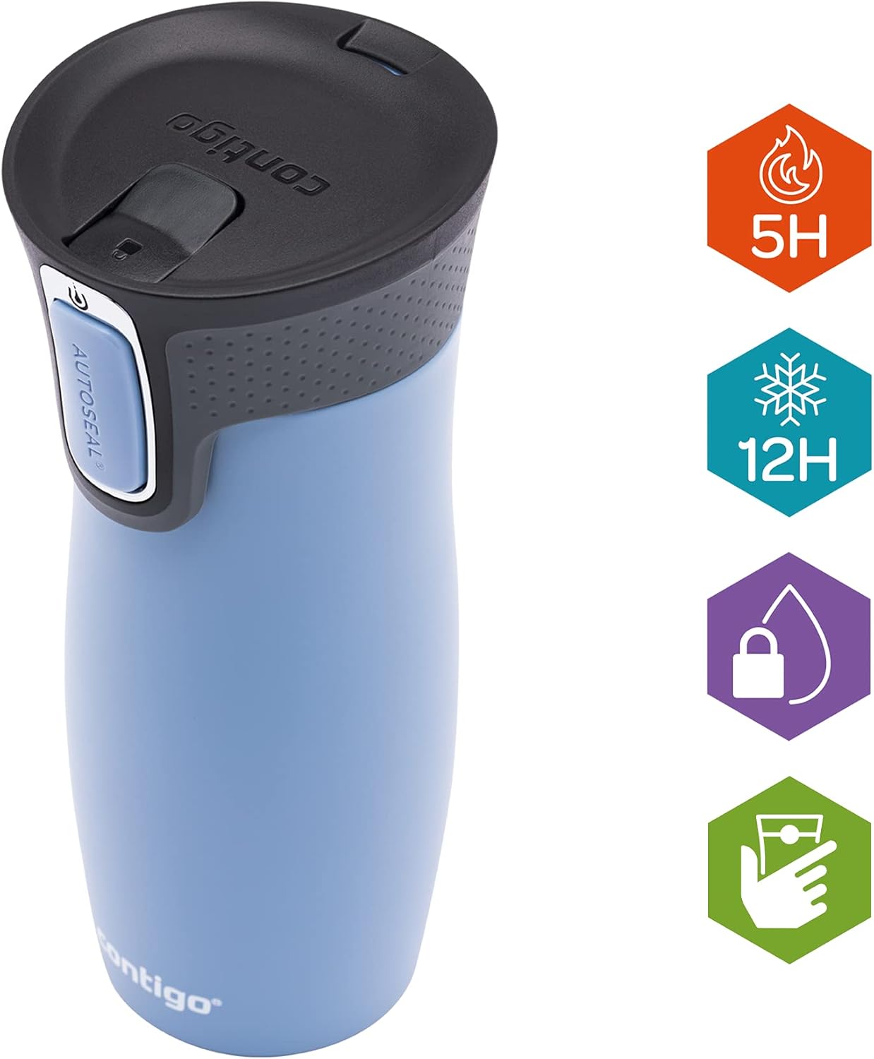 Contigo West Loop Autoseal Travel Mug, Stainless Steel Thermal Mug, Vacuum Flask, Leakproof Tumbler, Coffee Mug with BPA-Free Easy-Clean Lid