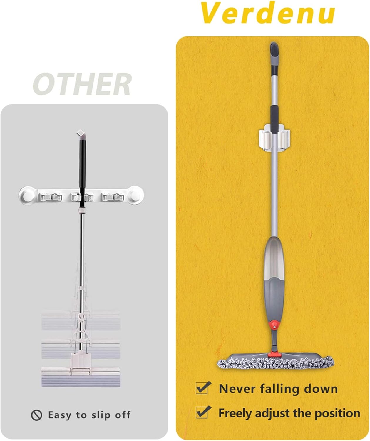 Verdenu 25 Pack Broom Holder Wall Mount, Mop and Broom Holder Wall Mount, Stainless Steel Command Mop Holder with Screws, Garden Tool Storage Organizer for Kitchen, Home, Bathroom, Garage, White